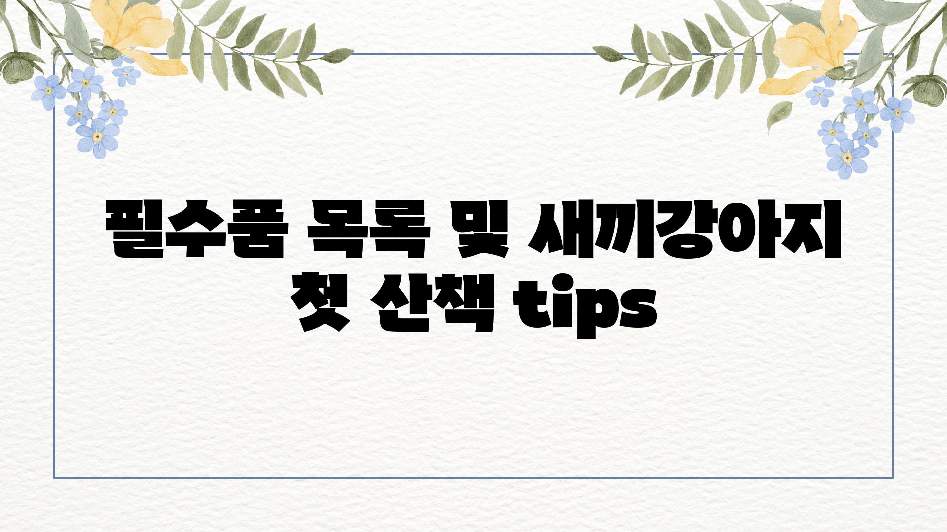 필수품 목록 및 새끼강아지 첫 산책 tips