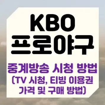 KBO 프로야구 중계방송 시청 방법(TV 시청&#44; 티빙 이용권 가격 및 구매 방법)