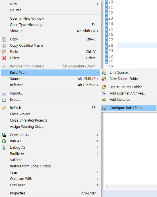 Properties -> Java Build Path