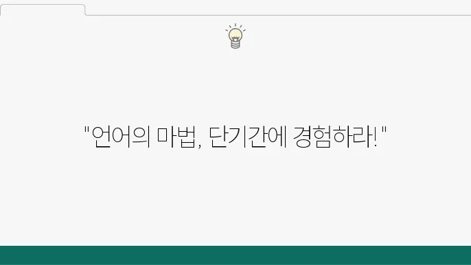 단기간 내 유창함을 목표로 하는 집중 학습 플랜