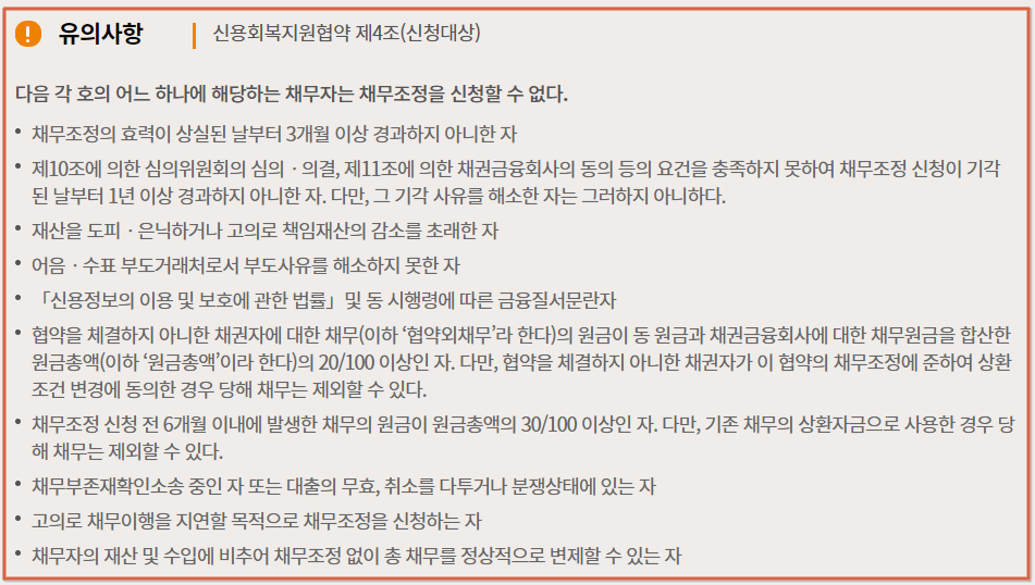 모르면 손해보는 개인채무조정제도(연체전 채무조정조건)