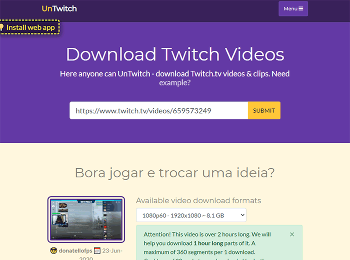 UnTwitch 웹페이지