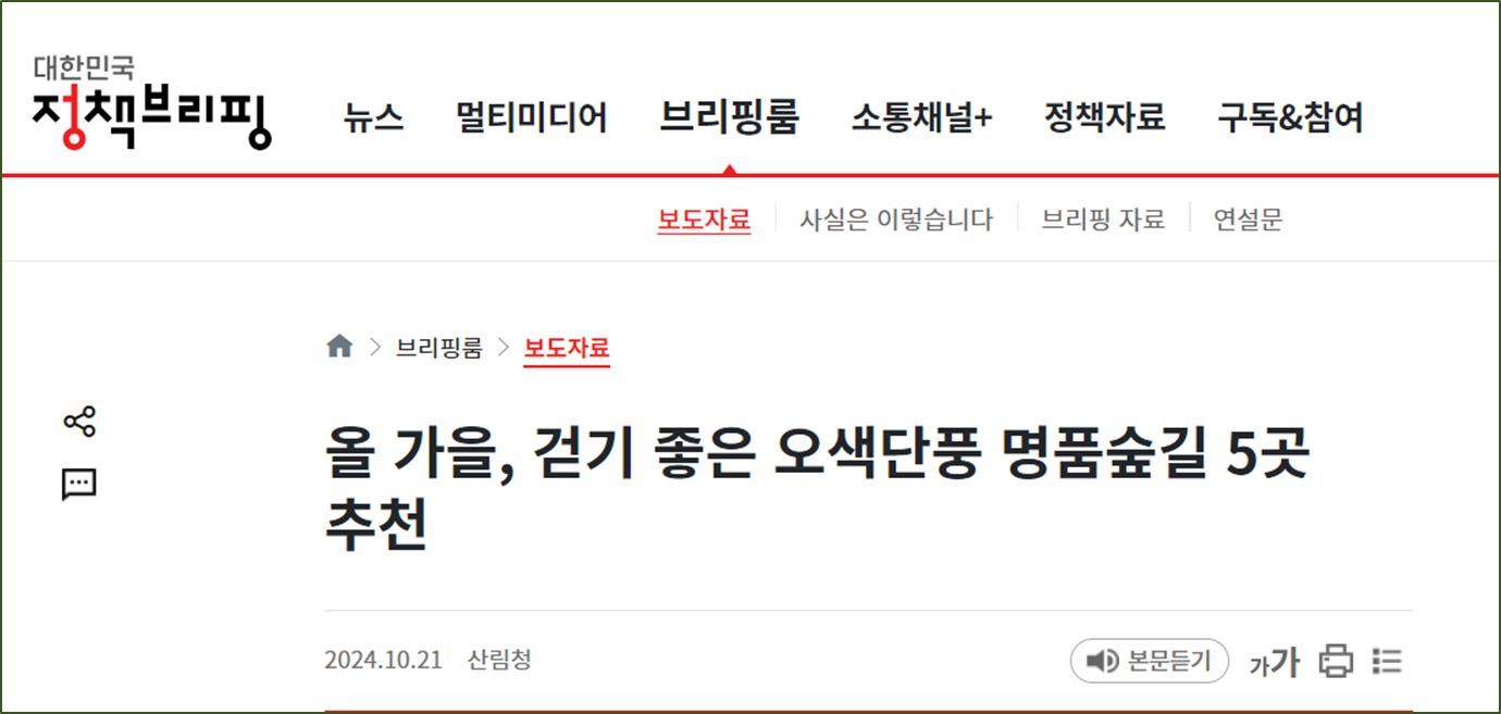 가을에 좋은 숨은 명품 숲길 5곳