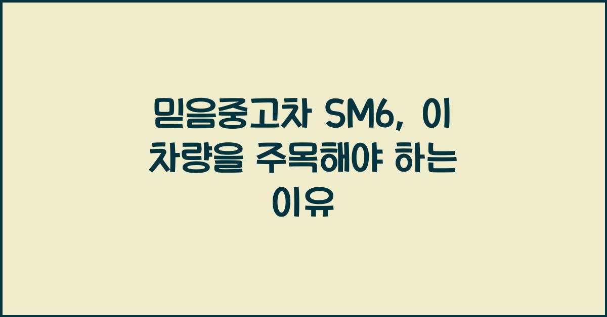 믿음중고차 sm6