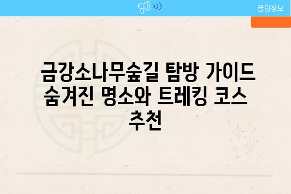  금강소나무숲길 탐방 가이드 숨겨진 명소와 트레킹 코스 추천