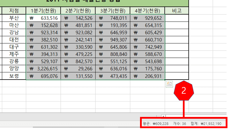 상태표시줄의 초기 설정값