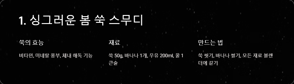 봄나물 건강 주스 레시피 5가지