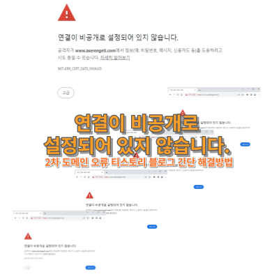  연결이 비공개로 설정되어 있지 않습니다. 2차 도메인 오류 티스토리 블로그 간단 해결방법