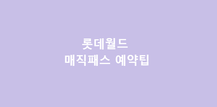  <롯데월드> 놀이기구 줄 서지 않고 타기, 매직패스 이용 팁