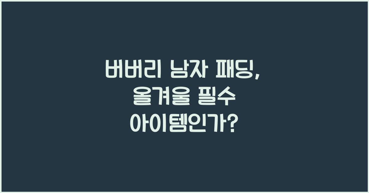 버버리 남자 패딩