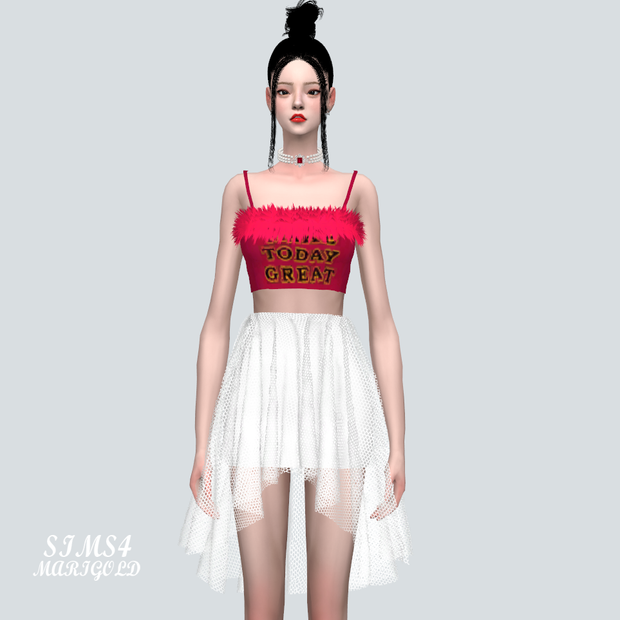 [Sims4 CC] 07 Fur Crop Top_07 퍼 크롭 탑_여자 의상
