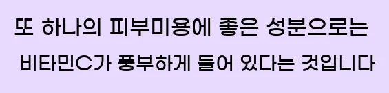  또 하나의 피부미용에 좋은 성분으로는 비타민C가 풍부하게 들어 있다는 것입니다