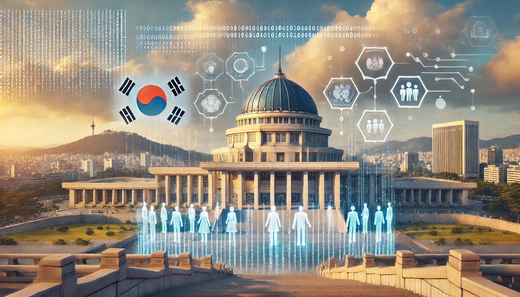 국회건물과 태극기