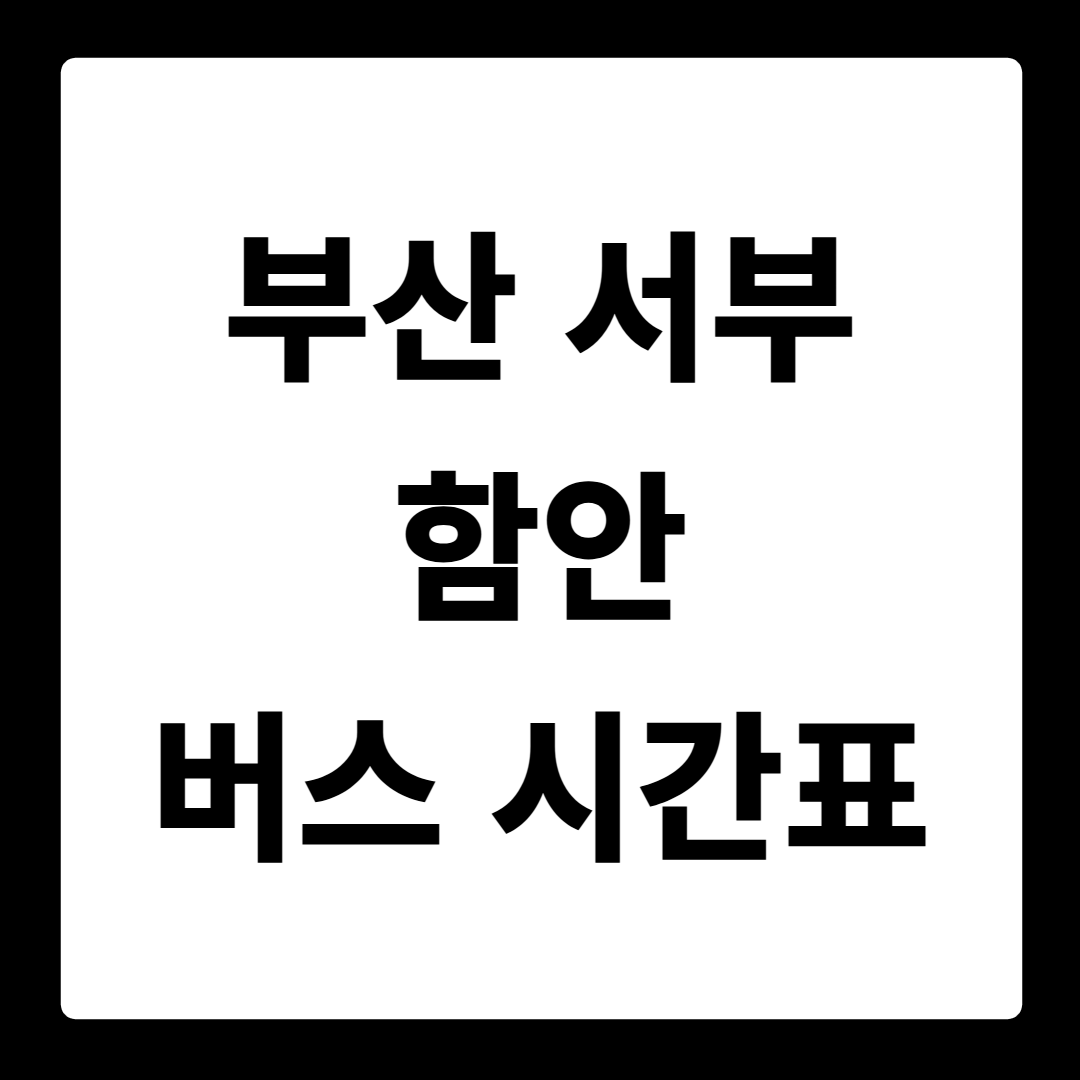 부산 서부 함안 버스 시간표