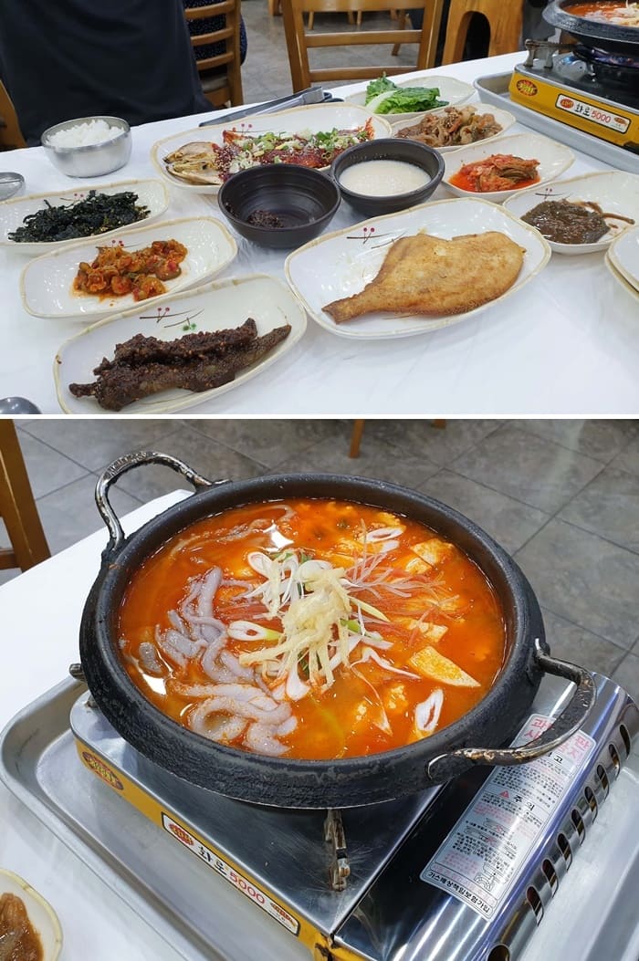 기본-반찬과-순두부전골-사진