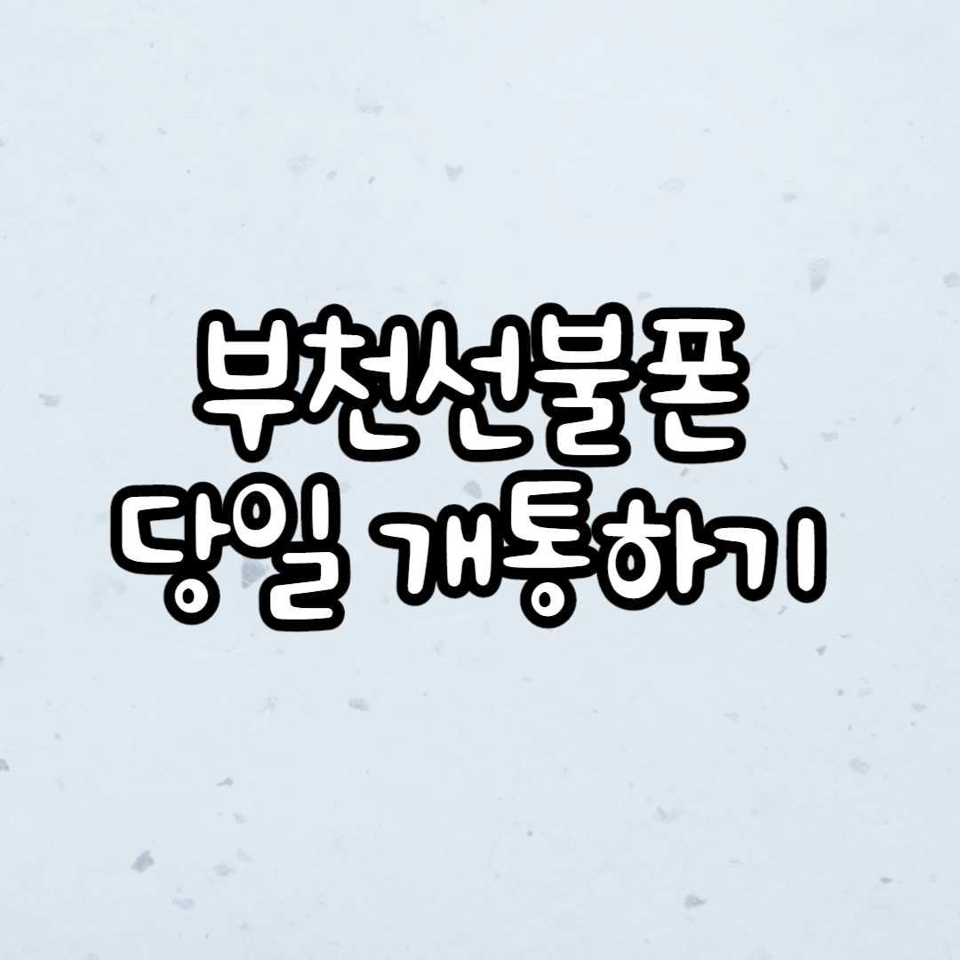  부평선불폰 당일개통 가능합니다