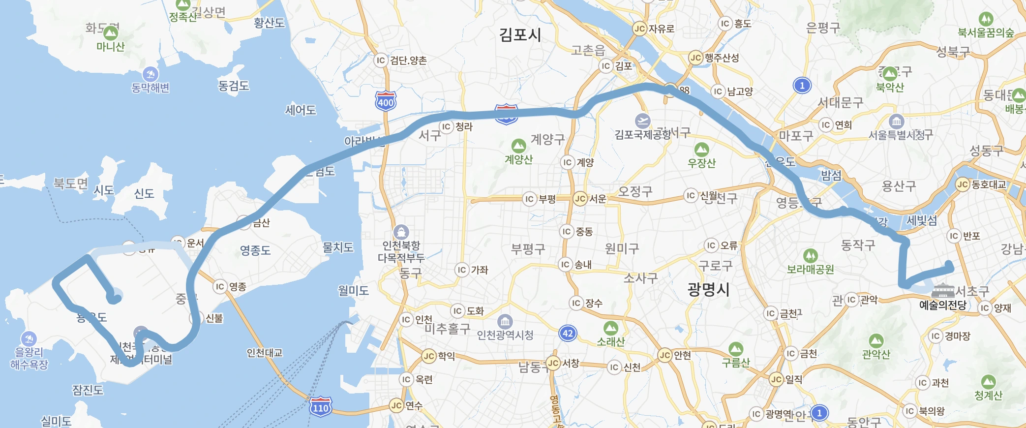 6016 공항버스 운행지도