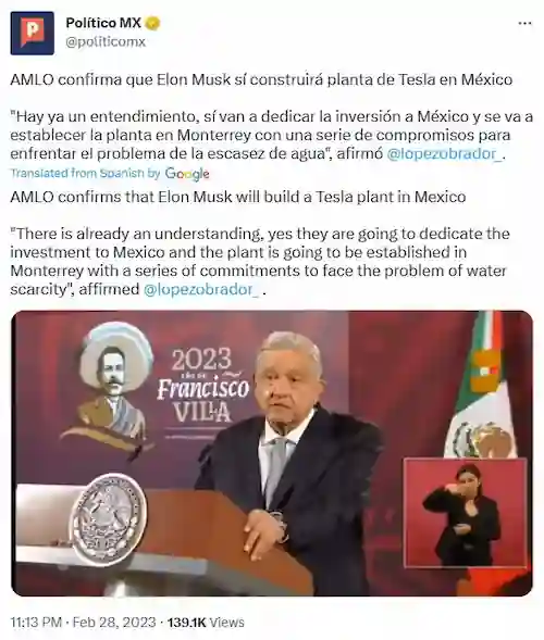 그림 3. 멕시코 대통령의 기자회견 모습 (출처: 트위터 @politicomx)