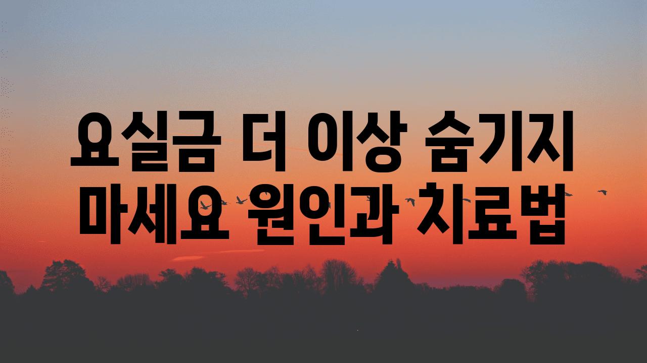 요실금 더 이상 숨기지 마세요 원인과 치료법