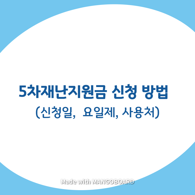  5차재난지원금 신청 방법 (신청일,  요일제, 사용처)