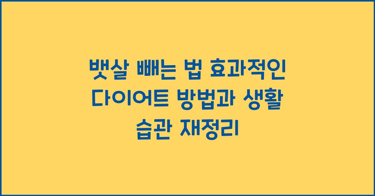 뱃살 빼는 법 효과적인 다이어트 방법과 생활 습관