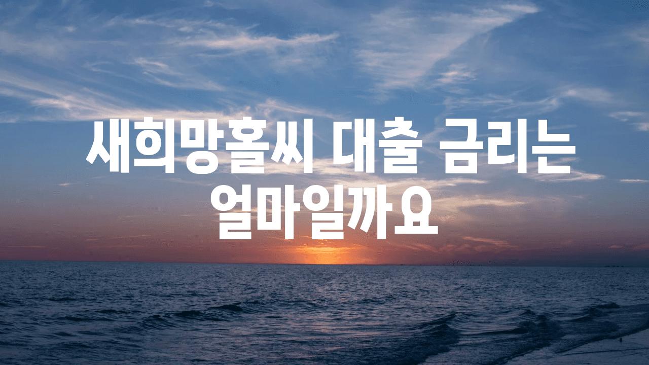  새희망홀씨 대출 금리는 얼마일까요