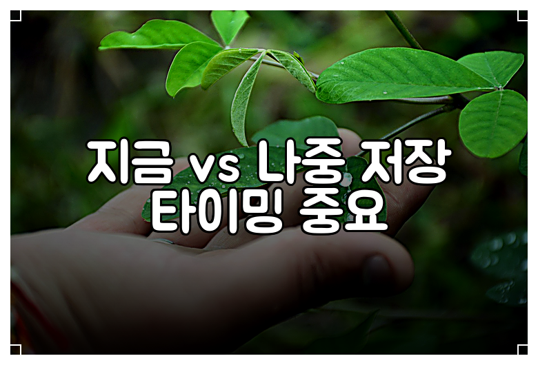 지금 vs 나중 저장 타이밍 중요