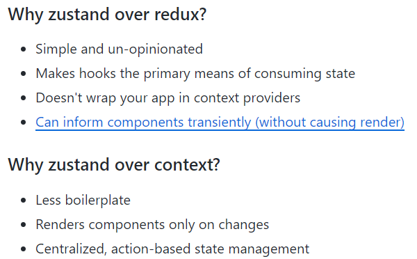 Zustand가 redux, context의 어떤 점을 해결했는 지 보여주는 그림.