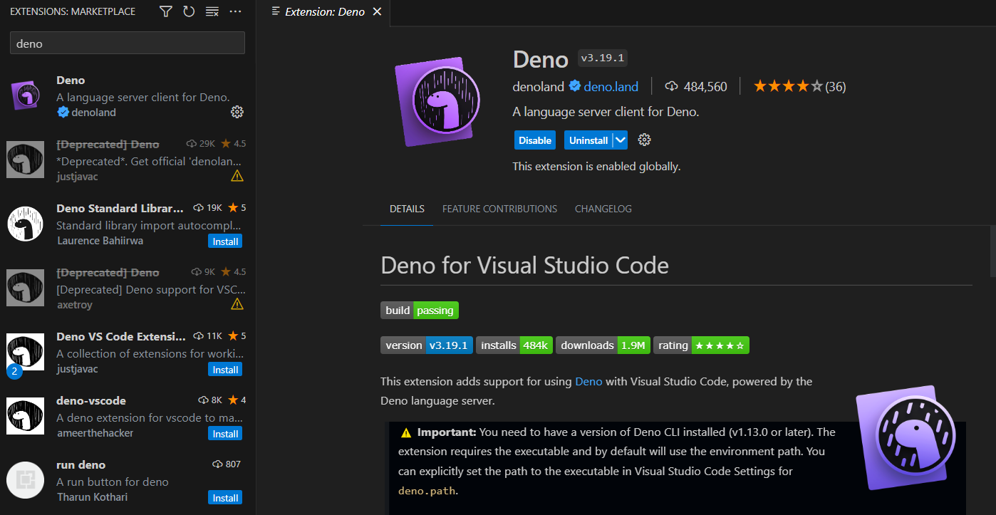  Visual Studio Code에서 Deno 프로젝트 시작하기