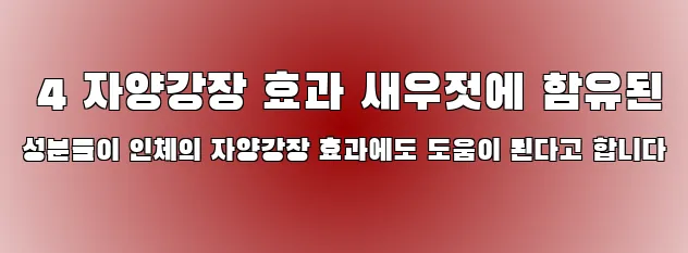  4 자양강장 효과 새우젓에 함유된 성분들이 인체의 자양강장 효과에도 도움이 된다고 합니다