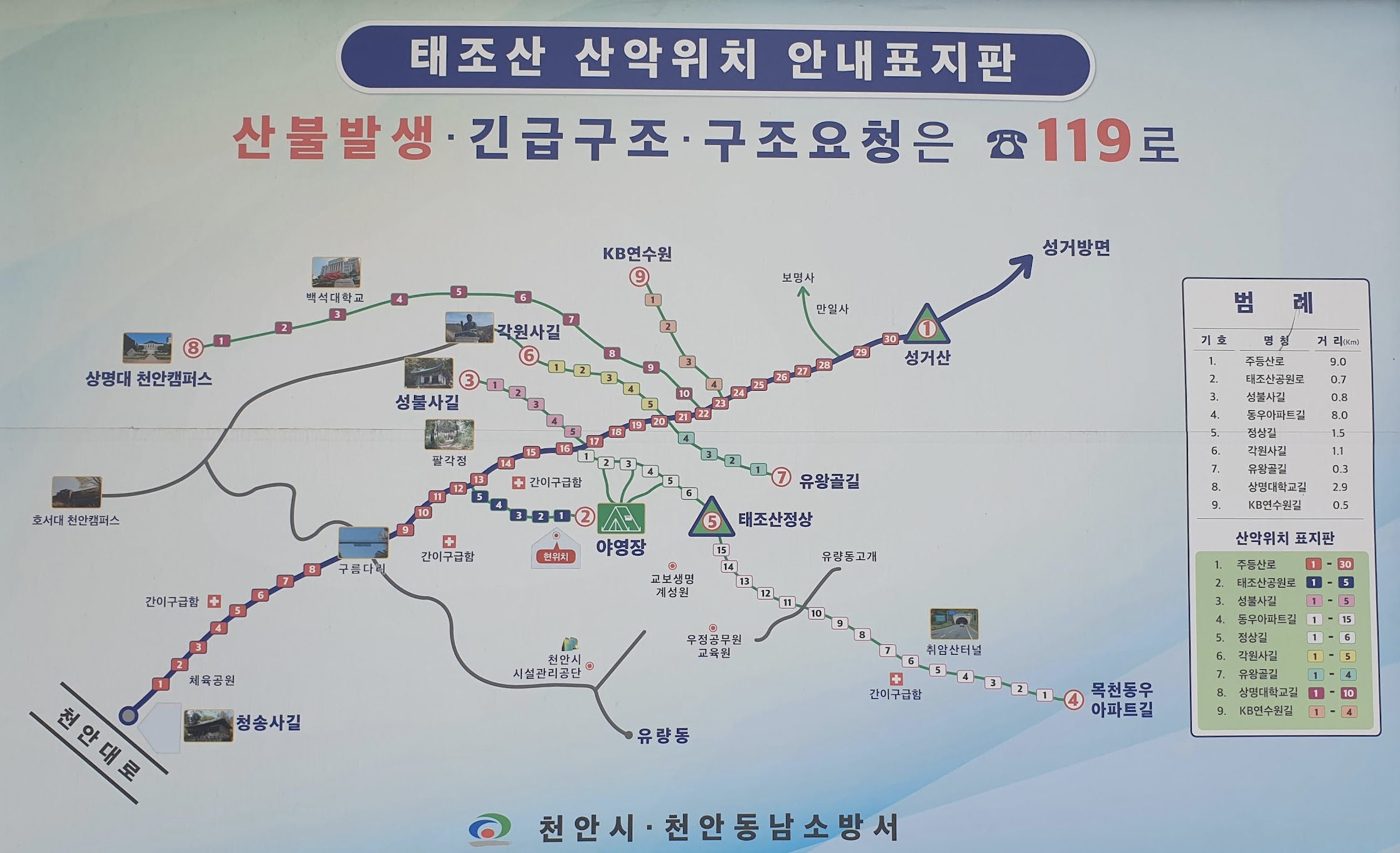  천안 태조산 등반 (공원 주차장 등산로 코스)