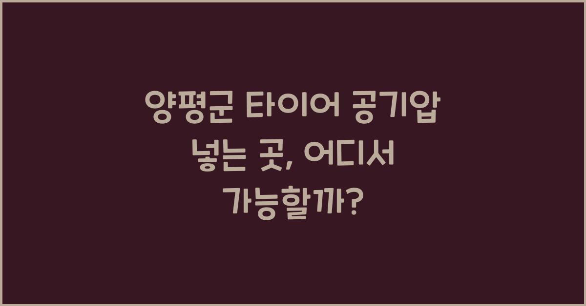 양평군 타이어 공기압 넣는 곳