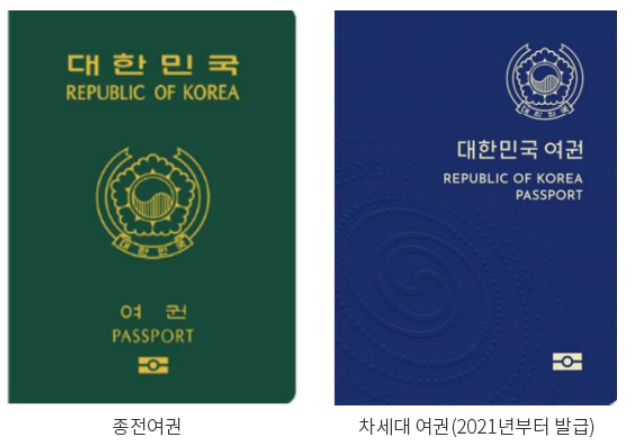 일반-여권의-종류는-녹색과-청색-2가지이다