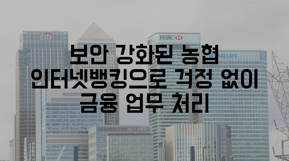 보안 강화된 농협 인터넷뱅킹으로 걱정 없이 금융 업무 처리