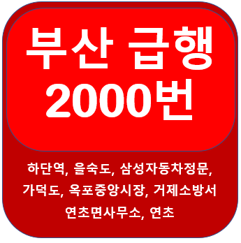  부산 2000번 버스 노선, 시간표,  하단역, 을숙도 <> 거제도(연초)