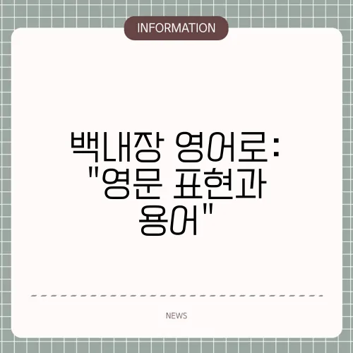 백내장 영어로: 
