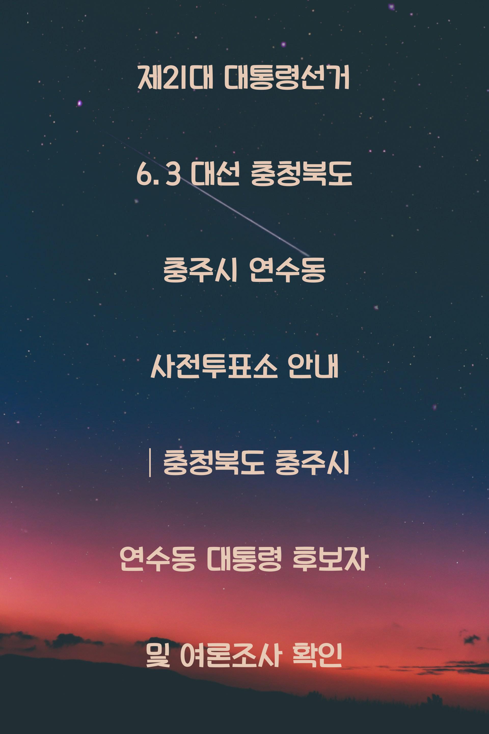 제21대 대통령선거 6.3 대선 충청북도 충주시 연수동 사전투표소 안내 │충청북도 충주시 연수동 대통령 후보자 및 여론조사 확인