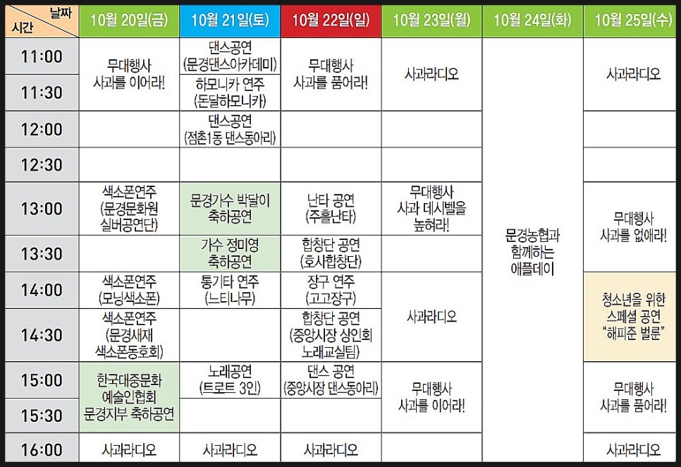  문경 사과 축제 일정