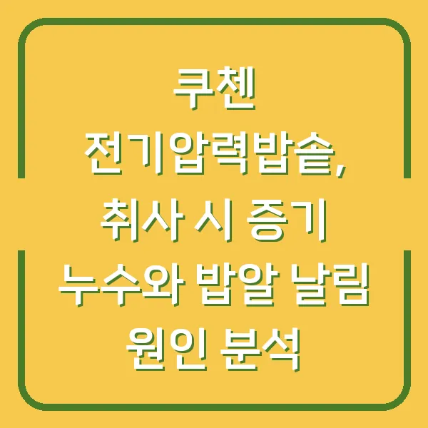 쿠첸 전기압력밥솥, 취사 시 증기 누수와 밥알 날림 원인 분석