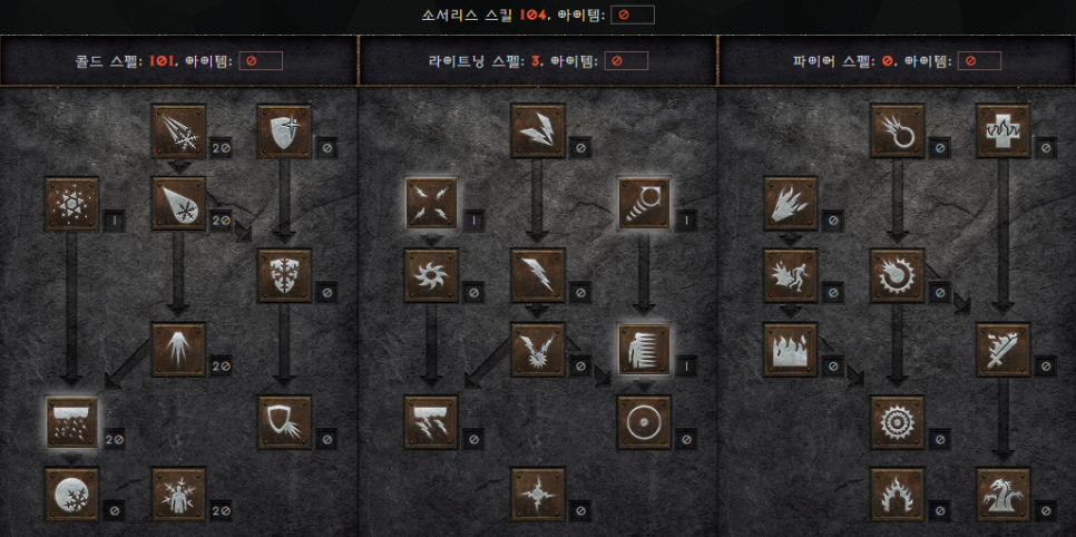  [디아블로2:레저렉션/디아2/디아블로2] 극블리 소서리스 스킬트리