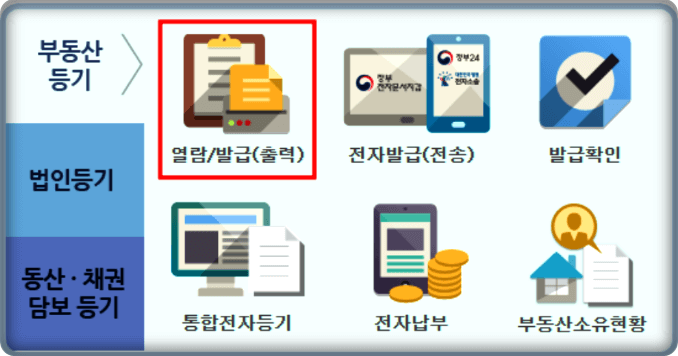 인터넷등기소 홈페이지 접속