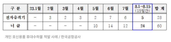 호신용품 반입 사례