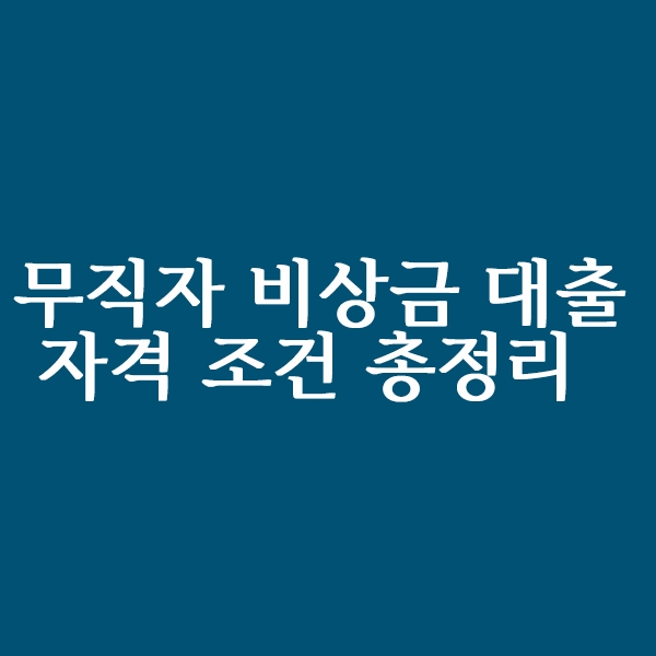  무직자 비상금 대출자격 조건 총정리 모아보기