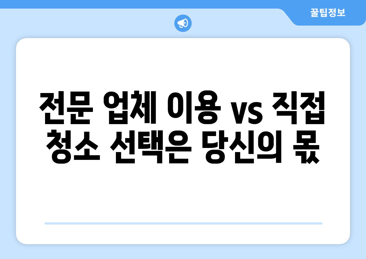 전문 업체 이용 vs 직접 청소 선택은 당신의 몫