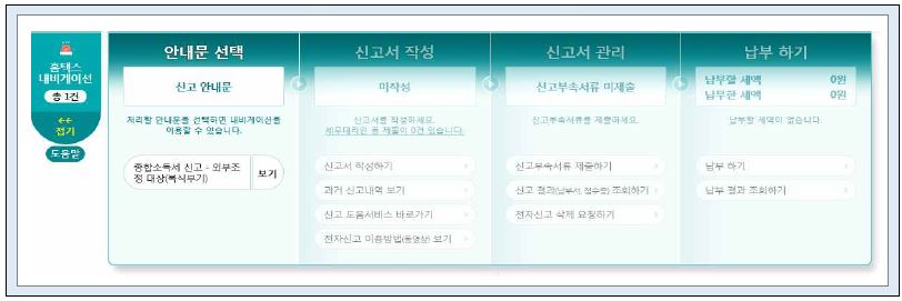 홈택스 내비게이션 구성 단계 @국세청