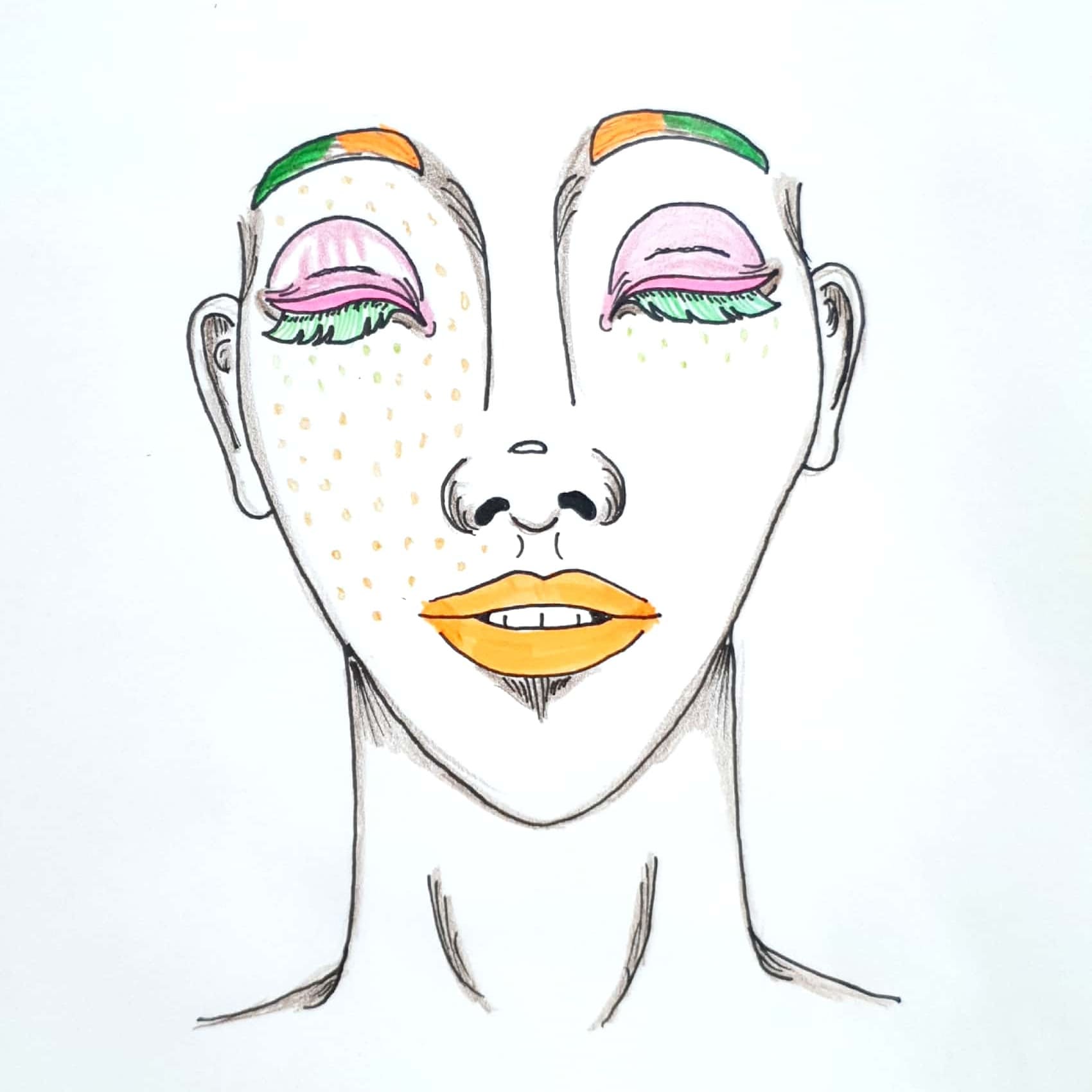  Neon Face 형광 얼굴 / 일러스트 그림 드로잉 / 인물화 그리기