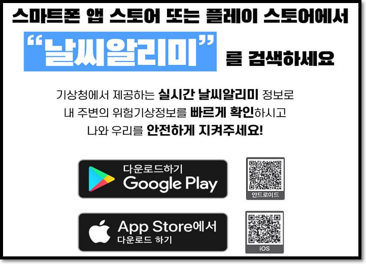  건설업에 종사하시는 장마철 필수아이템 "날씨알리미" 어플 설명