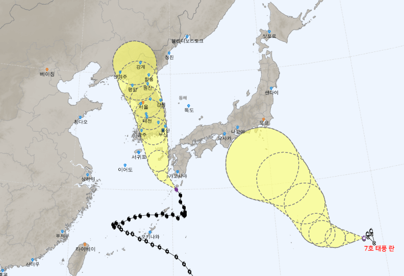 태풍 카눈 경로 일본 기상청 정보