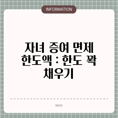 자녀 증여 면제 한도액 : 한도 꽉 채우기