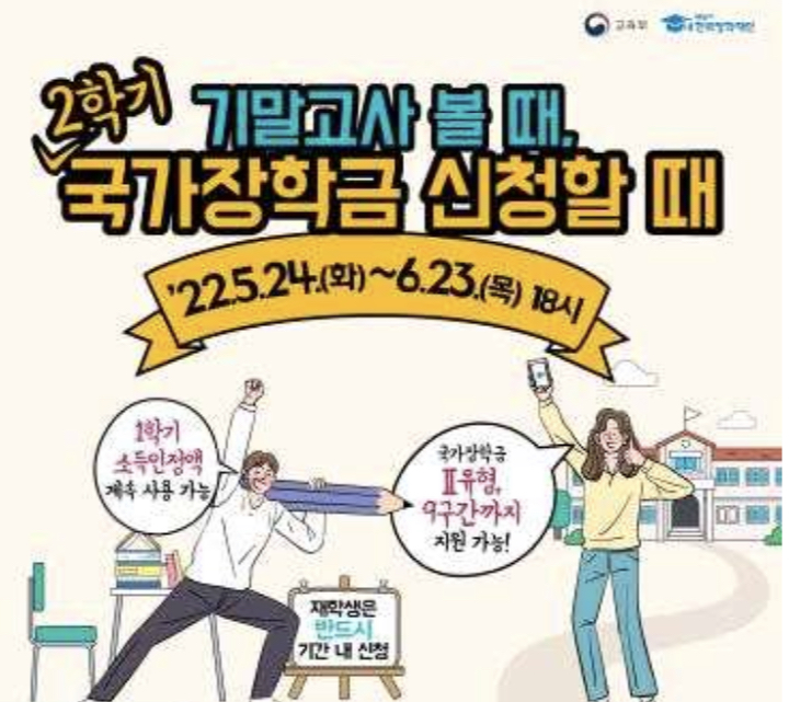  2022년 국가장학금 2차 신청 기간, 지급일, 신청결과